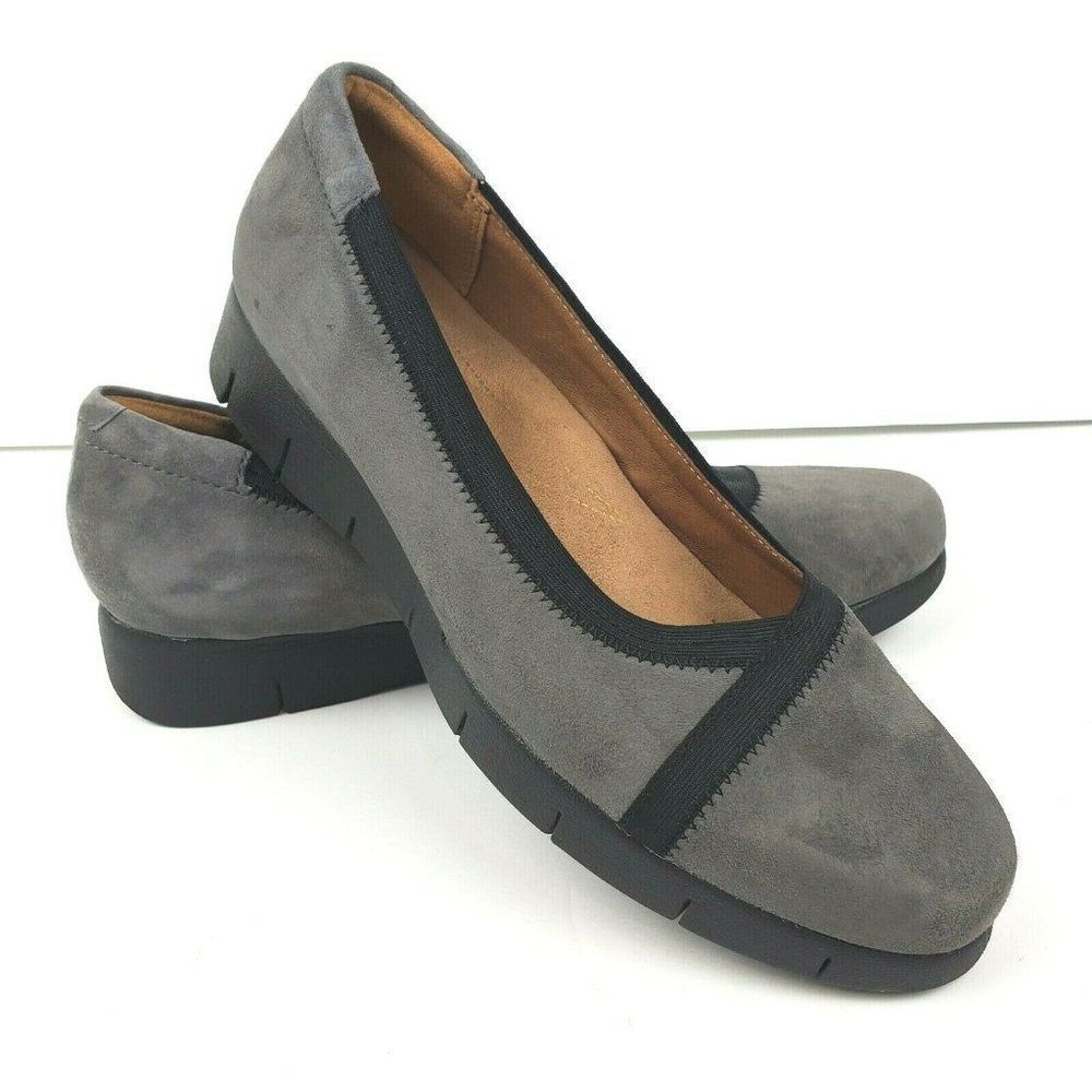 CLARKS Artisan Daelyn Hill Slip-On Comfort Shoes Gray Suede Womens sz 9.5